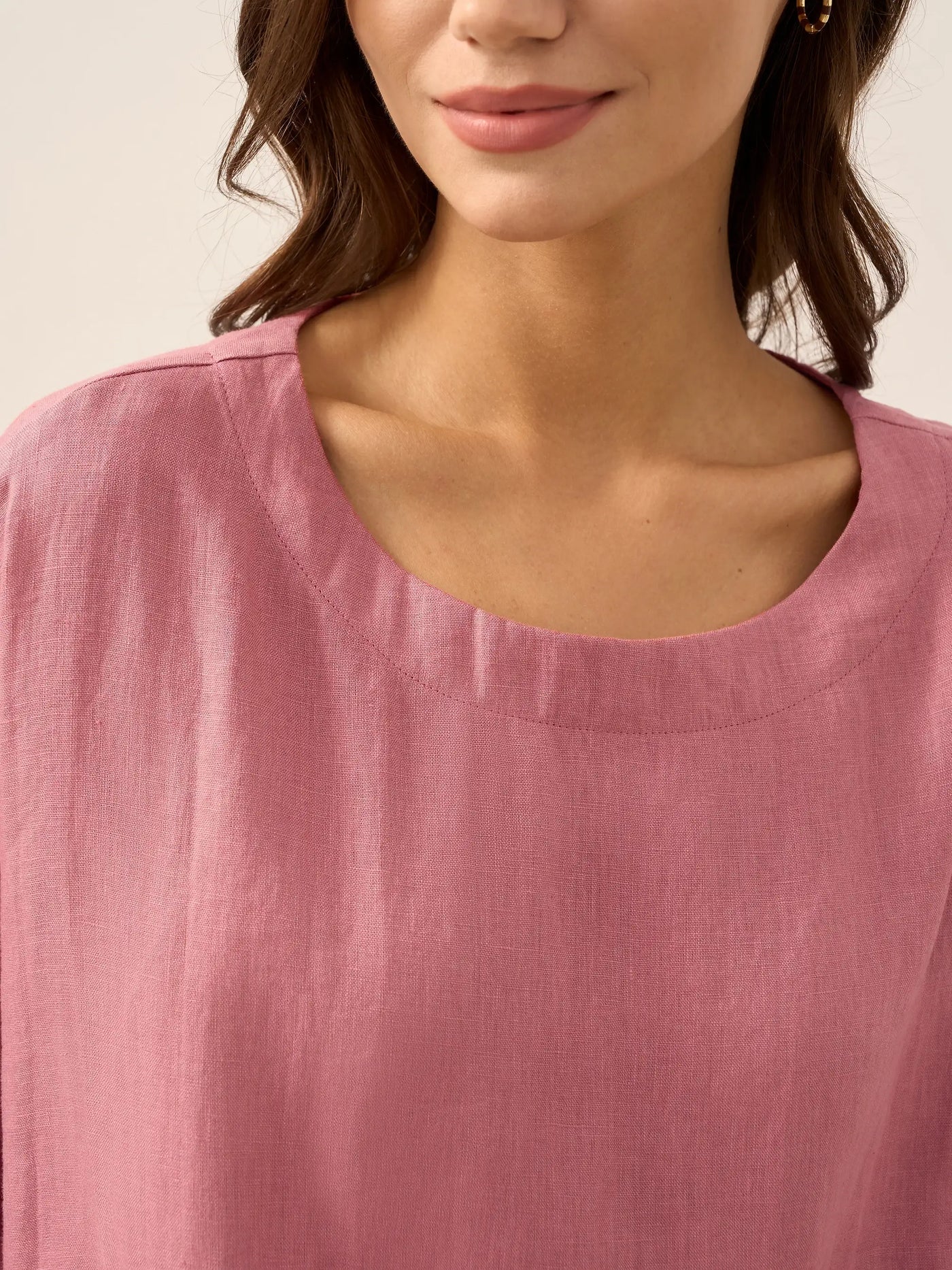AURORA 100% Linen Boatneck 3/4 Length Sleeve Top