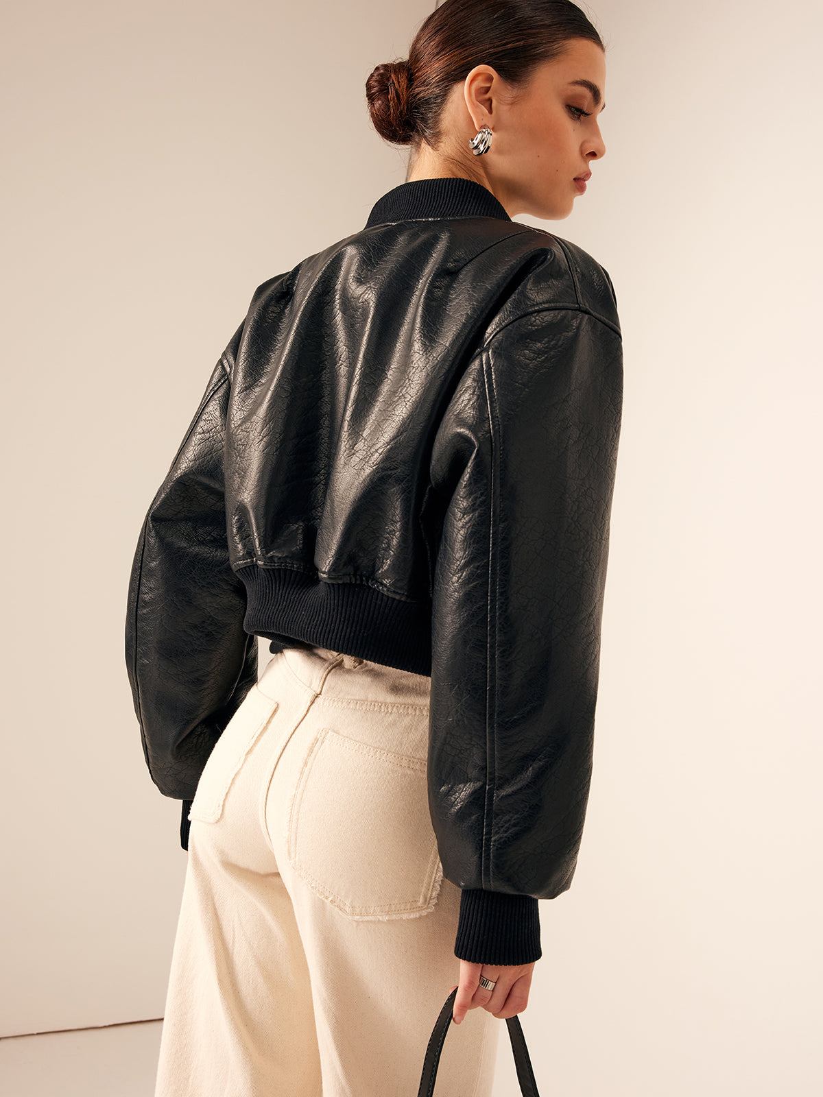 Crown Elara™ | Zip Pockets PU Leather Jacket