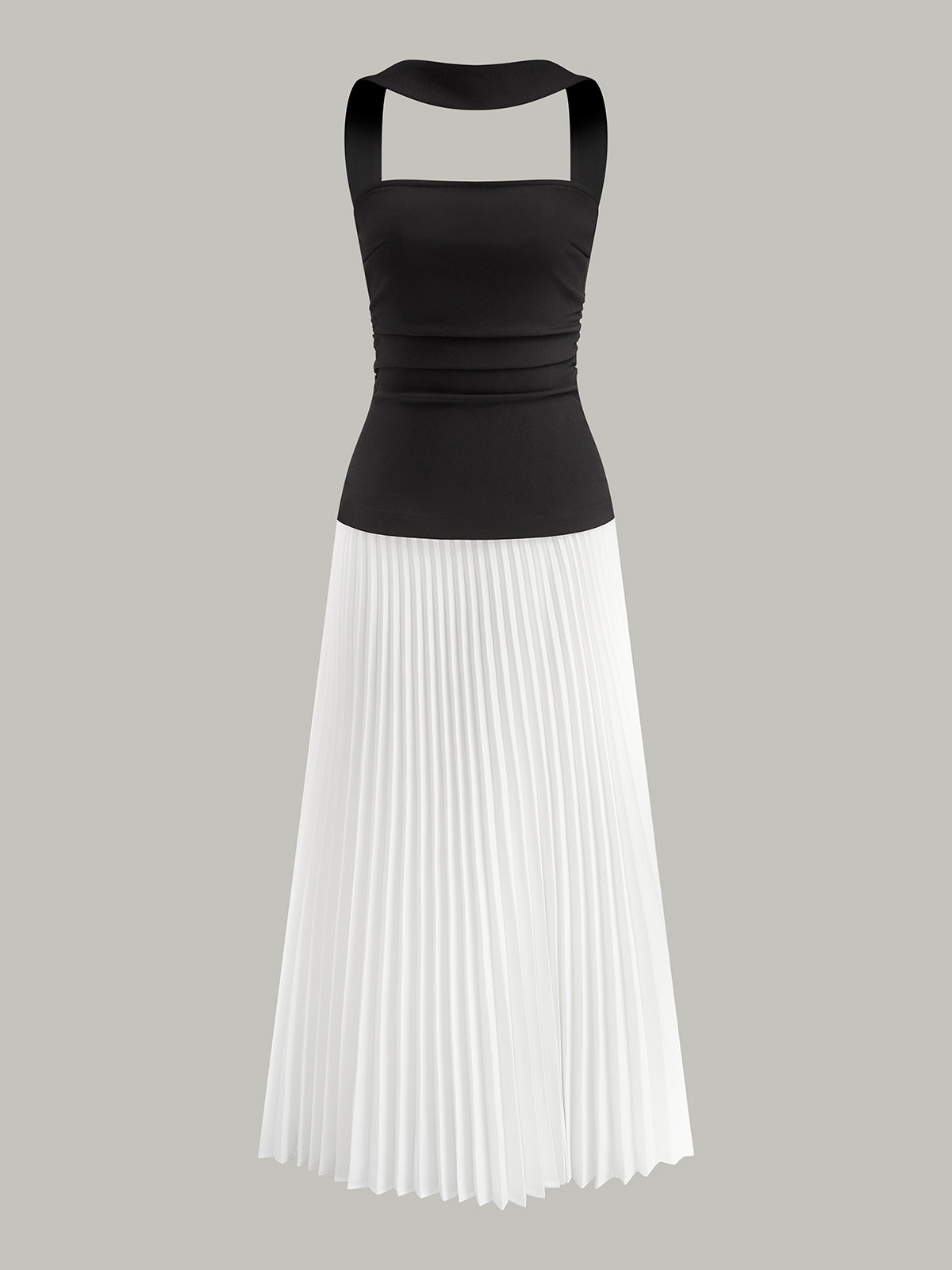 Crown Elara™ | Choker Design Pleated Panel Dress